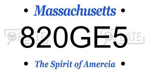 820GE5 Massachusetts License Plate