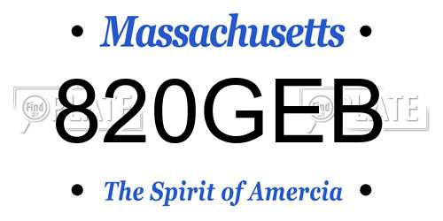 820GEB Massachusetts License Plate