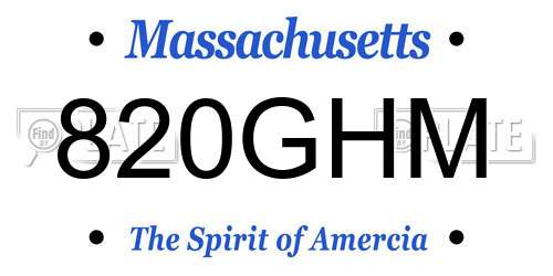 820GHM Massachusetts License Plate