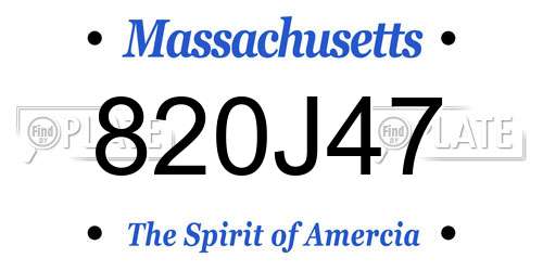 820J47 Massachusetts License Plate