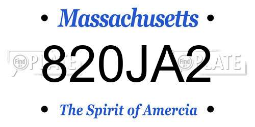 820JA2 Massachusetts License Plate