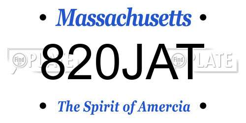 820JAT Massachusetts License Plate