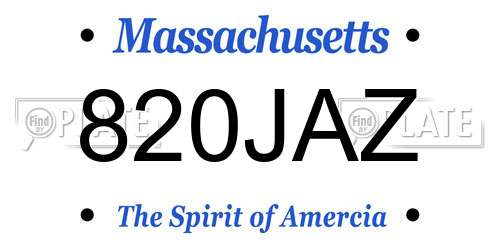 820JAZ Massachusetts License Plate