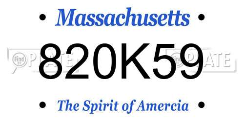 820K59 Massachusetts License Plate