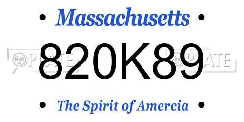820K89 Massachusetts License Plate