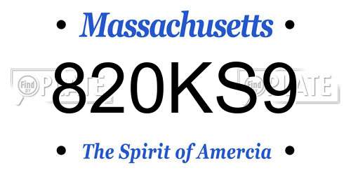 820KS9 Massachusetts License Plate