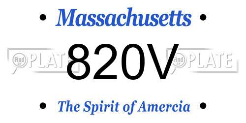 820V Massachusetts License Plate