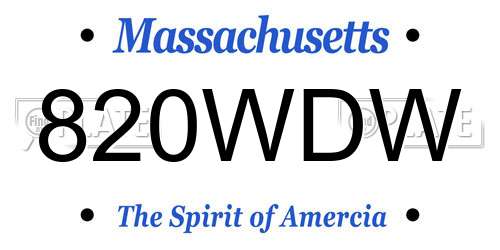 820WDW Massachusetts License Plate