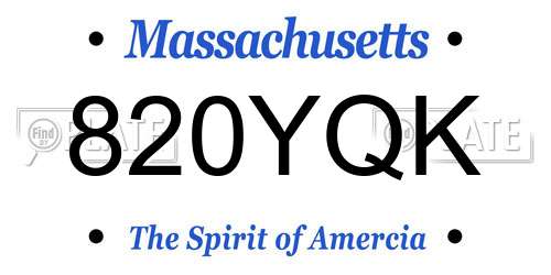 820YQK Massachusetts License Plate