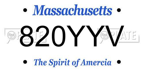 820YYV Massachusetts License Plate
