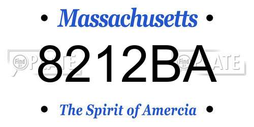 8212BA Massachusetts License Plate