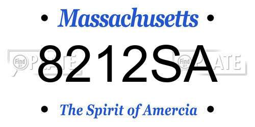 8212SA Massachusetts License Plate