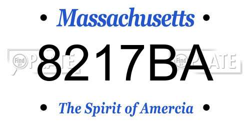 8217BA Massachusetts License Plate