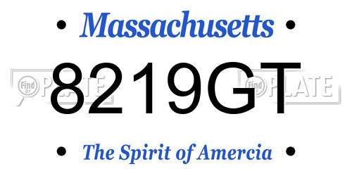 8219GT Massachusetts License Plate