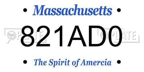 821AD0 Massachusetts License Plate