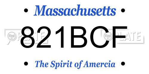 821BCF Massachusetts License Plate