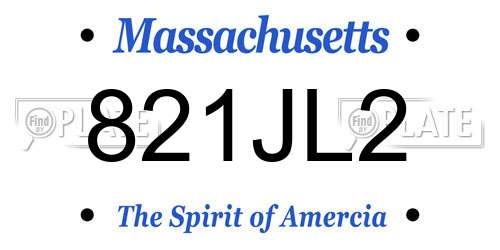 821JL2 Massachusetts License Plate