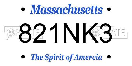 821NK3 Massachusetts License Plate