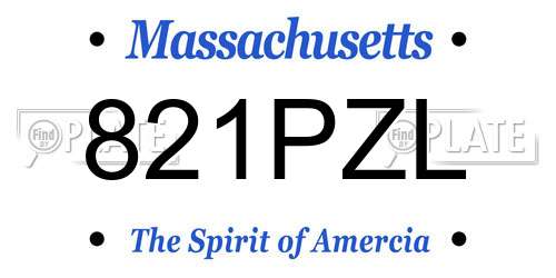 821PZL Massachusetts License Plate