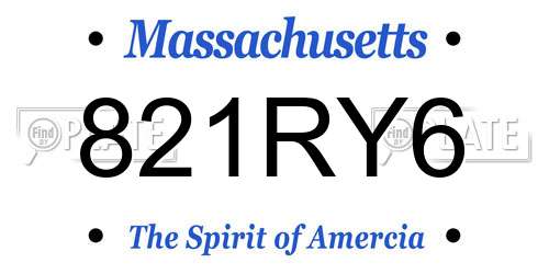 821RY6 Massachusetts License Plate