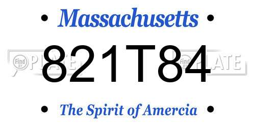 821T84 Massachusetts License Plate