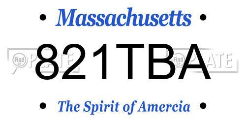 821TBA Massachusetts License Plate