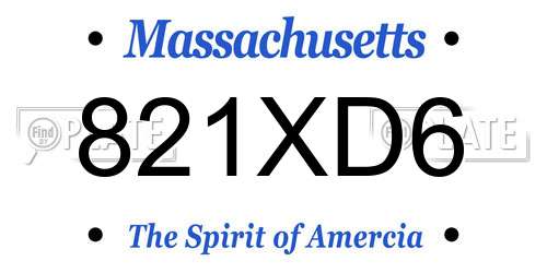 821XD6 Massachusetts License Plate