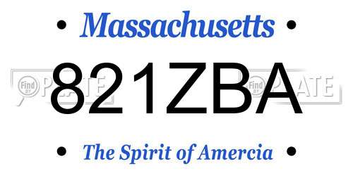 821ZBA Massachusetts License Plate