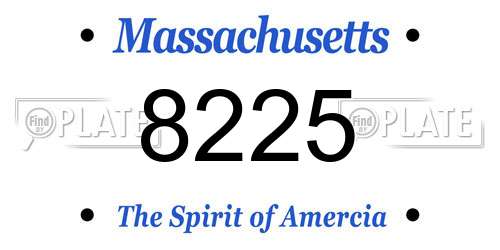 8225 Massachusetts License Plate