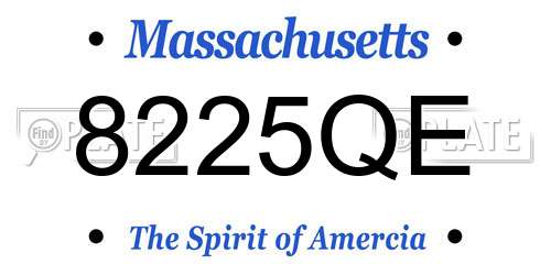 8225QE Massachusetts License Plate