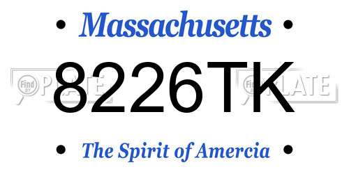 8226TK Massachusetts License Plate
