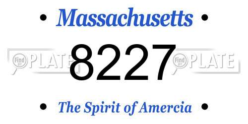 8227 Massachusetts License Plate