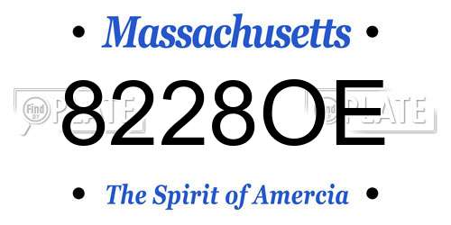 8228OE Massachusetts License Plate
