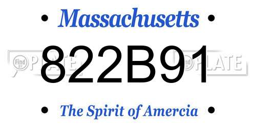 822B91 Massachusetts License Plate