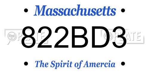 822BD3 Massachusetts License Plate