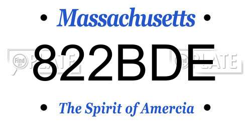 822BDE Massachusetts License Plate