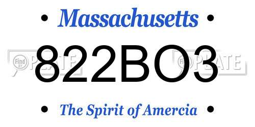 822BO3 Massachusetts License Plate