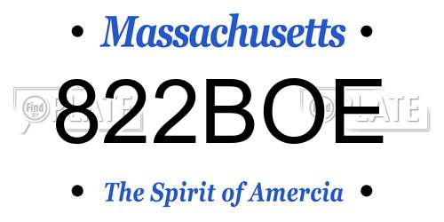 822BOE Massachusetts License Plate
