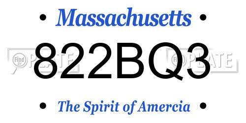 822BQ3 Massachusetts License Plate