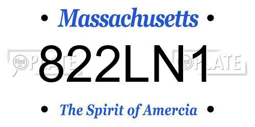 822LN1 Massachusetts License Plate