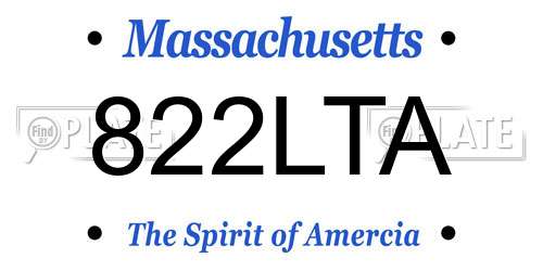 822LTA Massachusetts License Plate