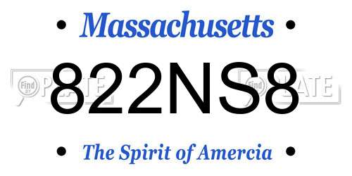 822NS8 Massachusetts License Plate