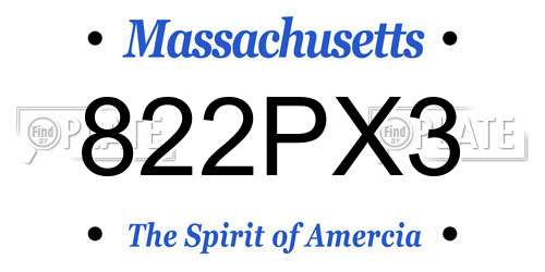 822PX3 Massachusetts License Plate