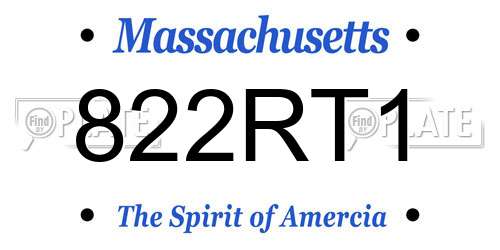 822RT1 Massachusetts License Plate