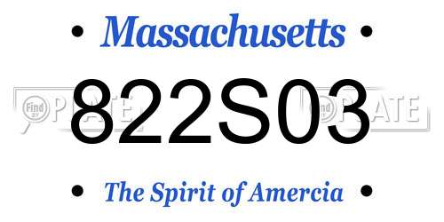822S03 Massachusetts License Plate