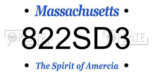 822SD3 Massachusetts License Plate