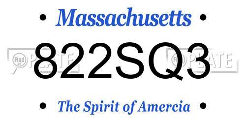 822SQ3 Massachusetts License Plate