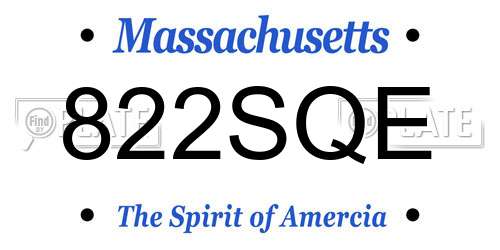 822SQE Massachusetts License Plate