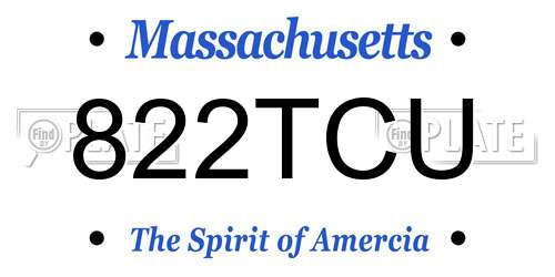 822TCU Massachusetts License Plate