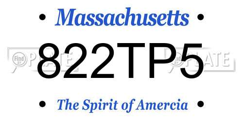822TP5 Massachusetts License Plate
